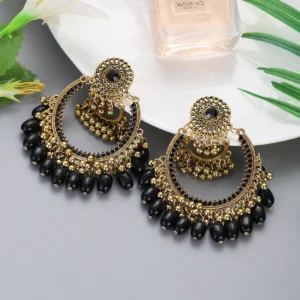 Vintage Colorful Crystal Earrings - Black