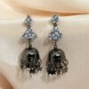 Black Color Antique Rivoli Stone Earrings