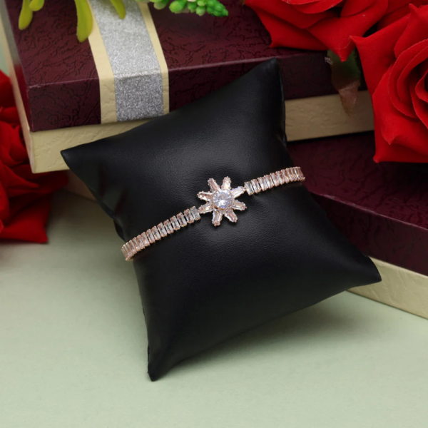 White Color Rose Gold Rhinestone Bracelet-3