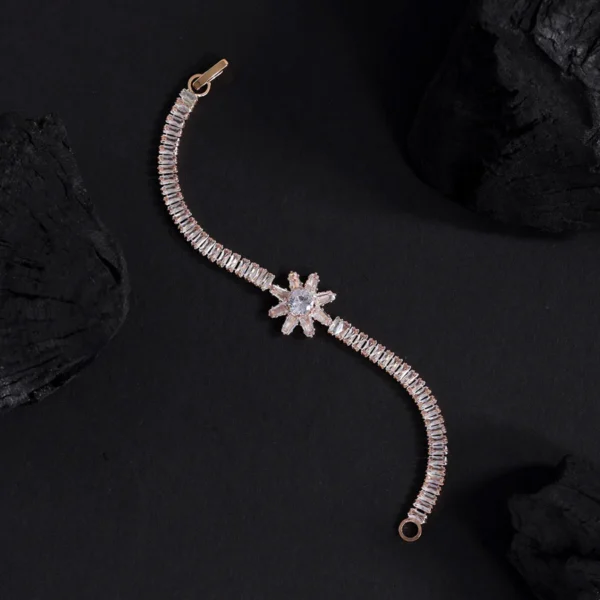 White Color Rose Gold Rhinestone Bracelet-3