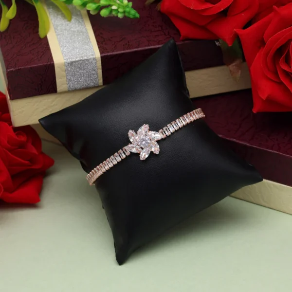 White Color Rose Gold Rhinestone Bracelet