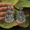 Rani Color Stone Oxidised Dual Tone Earrings