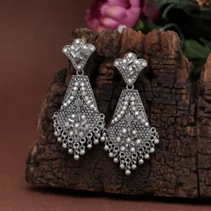 Silver Color Oxidised Earrings