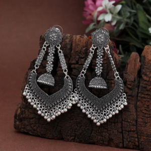 Silver Color Oxidised Earrings-3