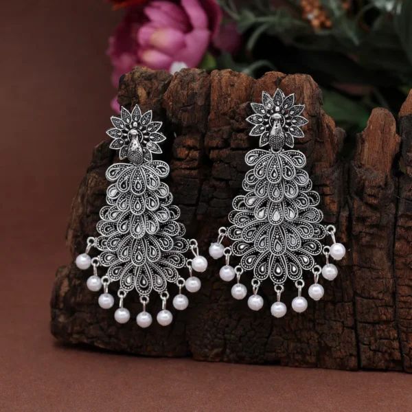 Silver Color Oxidised Earrings-2