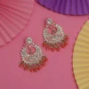 Dark Peach Color Kundan Meena Earrings