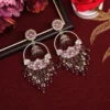 Magenta Color Kundan Earrings
