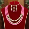 Pink Color Kundan Necklace Set