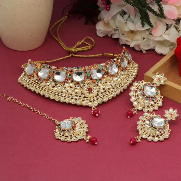 Multi Color Choker Kundan Necklace Set