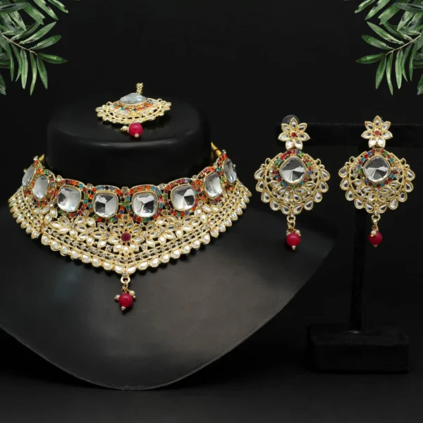 Multi Color Choker Kundan Necklace Set