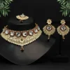 Maroon Color Choker Kundan Necklace Set