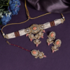 Peach Color Choker Kundan Necklace Set