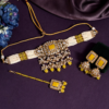 Yellow Color Choker Kundan Necklace Set