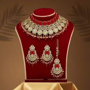 Red Color Kundan Necklace Set