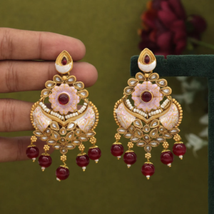 Maroon Color Meenakari Earrings