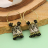 Black Color Oxidised Mint Meena Earrings