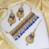 Blue Color Kundan Mirror Choker Necklace Set