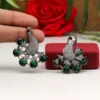 Green Color Premium American Diamond Earrings