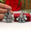 Pista Green Color Premium American Diamond Earrings