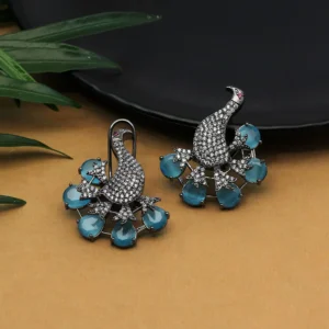 Sky Blue Color Premium American Diamond Earrings