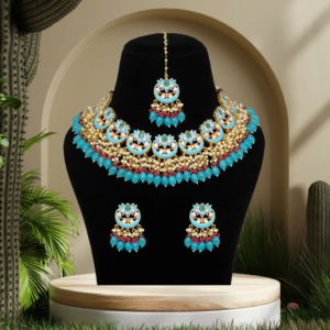 Firozi Color Premium Meenakari Necklace Set