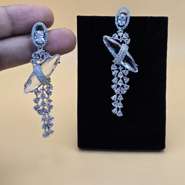 Silver Color American Diamond (AD) Earrings